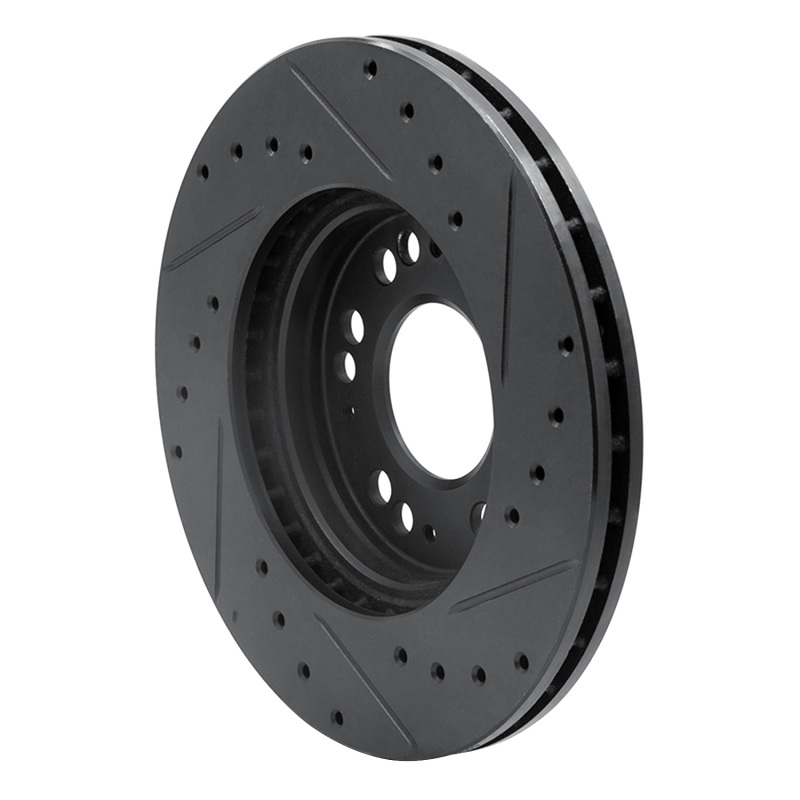 Dodge STEALTH Brake Rotor (1) - Front Left - R1 Concepts - Drilled & Slotted - Black - `91-`04